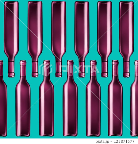 Wine bottles seamless pattern. Hand drawn endless background for bars and restaurants. 123871577