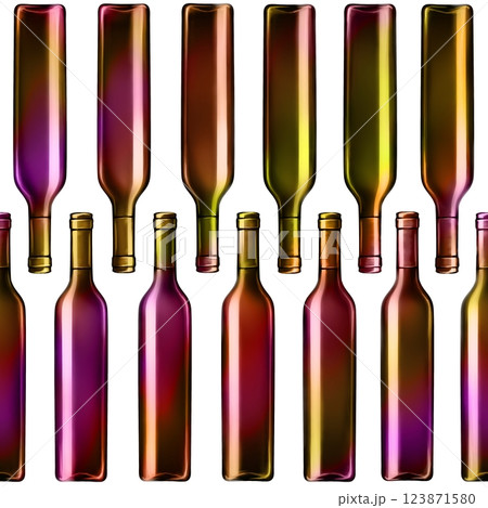 Wine bottles seamless pattern. Hand drawn endless background for bars and restaurants. 123871580