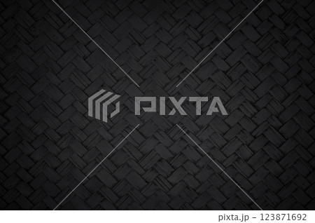 Black weave bamboo pattern, woven rattan mat texture for background and design art work. Black weave bamboo pattern, woven rattan mat texture for background and design art work. 123871692