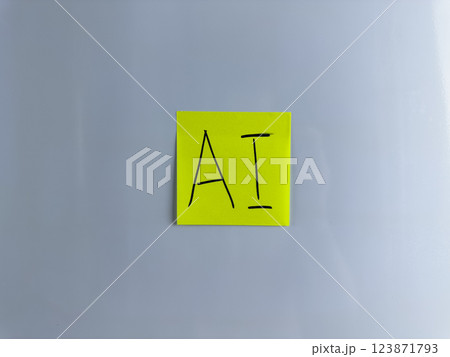 Sticker note with handwritten inscription AI on white background Sticker note with handwritten inscription AI on white background 123871793