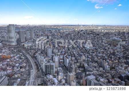 Cityscape View With Skyscrapers and Winding Urban Infrastructure, Tokyo Dec 8 2024 123871898