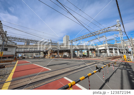 Urban Railway Intersection with Overpasses and Road Traffic, Tokyo Dec 8 2024 Urban Railway Intersection with Overpasses and Road Traffic, Tokyo Dec 8 2024 123872194