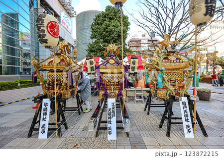 Dec 8 2024 Traditional Japanese Mikoshi Shrine at a Cultural Festival, Japan 123872215