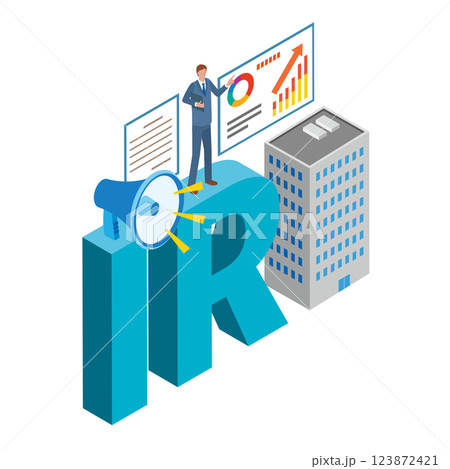 企業のIR活動をする男性担当者 企業のIR活動をする男性担当者 123872421