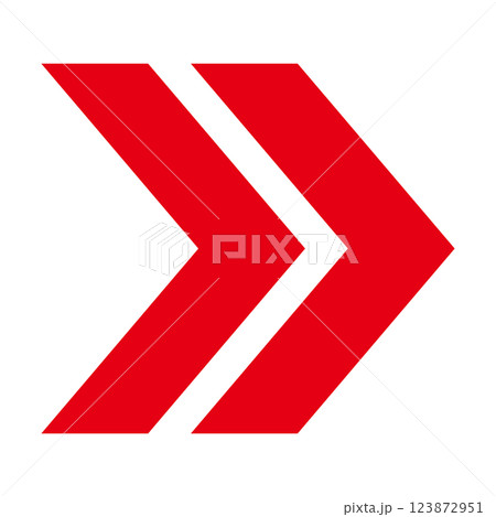 シンプルな右向きの赤矢印　白背景 123872951