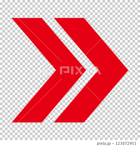 シンプルな右向きの赤矢印　白背景 123872951