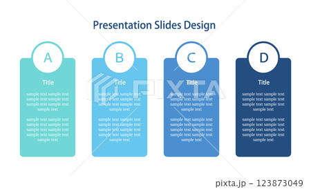 4つの縦長の四角の要素のインフォグラフィックス 16:9のスライドのテンプレート 4つの縦長の四角の要素のインフォグラフィックス 16:9のスライドのテンプレート 123873049