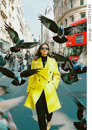 The birds are of different sizes and are scattered throughout the scene 123873140