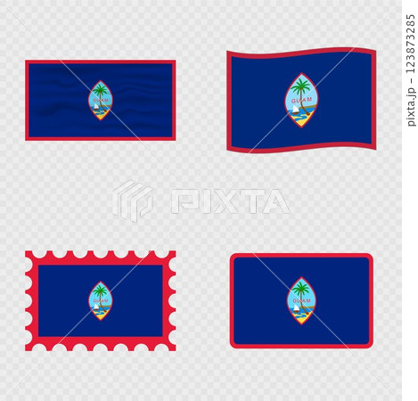 Guam national flag in four different styles. Guam national flag in four different styles. 123873285