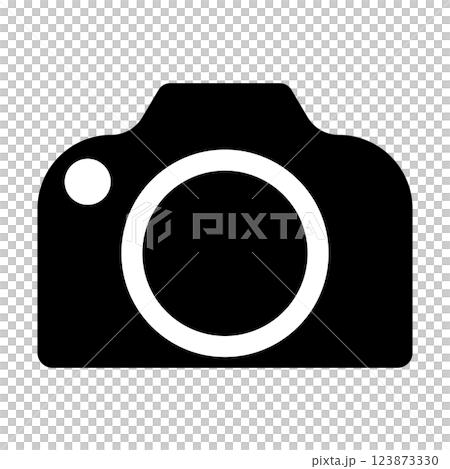 Simple and flat black and white camera icon on white background 123873330