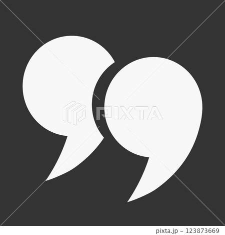 Round vector quotation marks are white on a dark background. Quotes in the title, round ticks, and quote icons in the comments 123873669