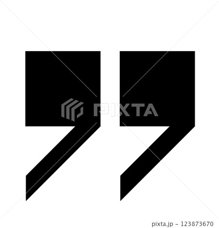 The square quotes are black on a white background. 123873670