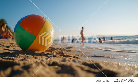 Beach Fun with Colorful Ball 123874089