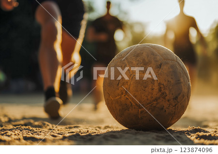Sunset Soccer Action 123874096