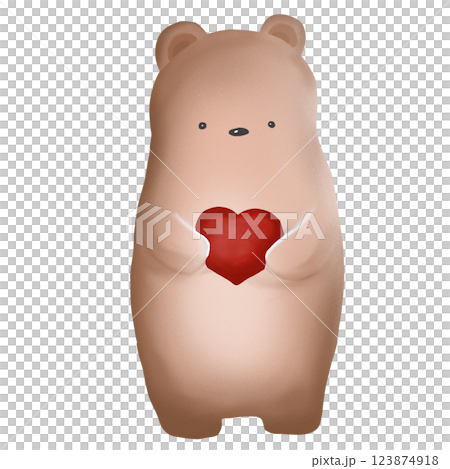 Cute Bear Holding a Red Heart Illustration Cute Bear Holding a Red Heart Illustration 123874918