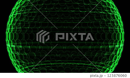 Green hologram golf ball on black background. Brig 123876060