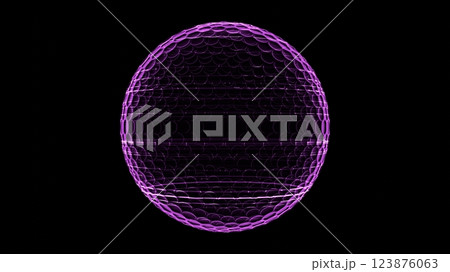 Purple hologram golf ball on black background. Bri 123876063