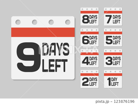 Countdown daily page calendar icon - 9 days leftのイラスト素材 [123876196] - PIXTA