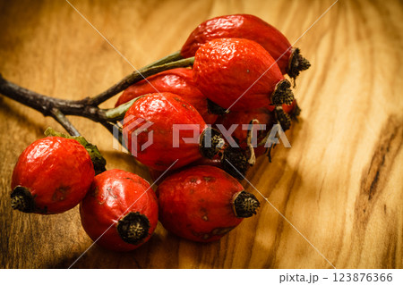 Hawthorn on wooden table background Hawthorn on wooden table background 123876366