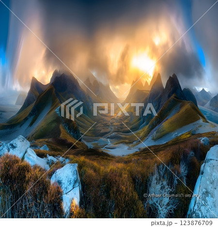 Golden Hour at Arthur Pass National Park, South Island 123876709