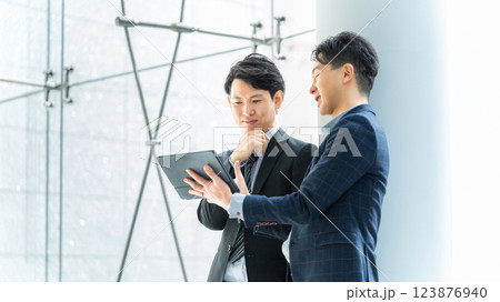 打ち合わせをする2人の男性ビジネスマン 123876940