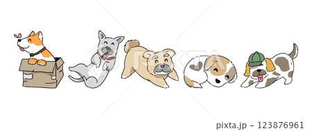 Cute puppy dog in various funny poses hand drawing collection isolated on white vector illustration Cute puppy dog in various funny poses hand drawing collection isolated on white vector illustration 123876961