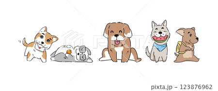 Cute puppy dog in various funny poses hand drawing collection isolated on white vector illustration Cute puppy dog in various funny poses hand drawing collection isolated on white vector illustration 123876962