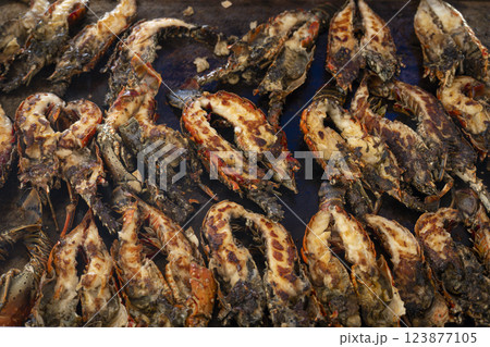 BBQ Grilled Lobster Tail close up BBQ Grilled Lobster Tail close up 123877105