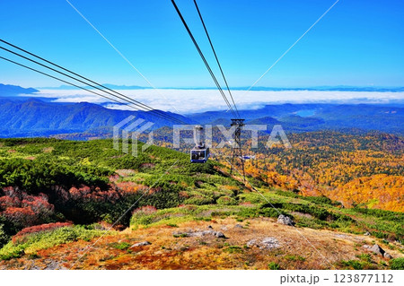 紅葉の旭岳からの絶景と旭岳ロープウェイ 123877112