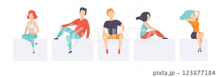 Diverse People Sitting in Different Pose Vector Set Diverse People Sitting in Different Pose Vector Set 123877184