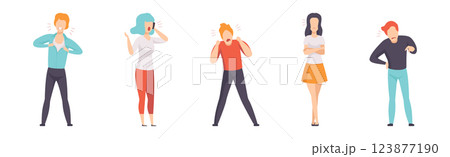Angry and Furious People Characters Shouting and Steaming Vector Set 123877190
