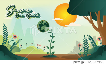 ecology design over green background vector illustration 123877980