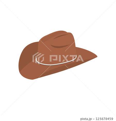 Cowboy Hat Flat Illustration. Clean Icon Design Element on Isolated White Background Cowboy Hat Flat Illustration. Clean Icon Design Element on Isolated White Background 123878459