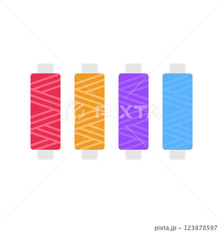 Sewing Thread Flat Illustration. Clean Icon Design Element on Isolated White Background Sewing Thread Flat Illustration. Clean Icon Design Element on Isolated White Background 123878597