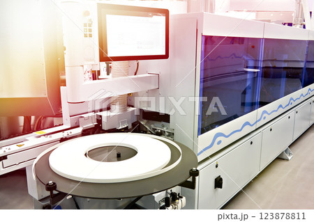 Automatic edgebander machine on factory 123878811