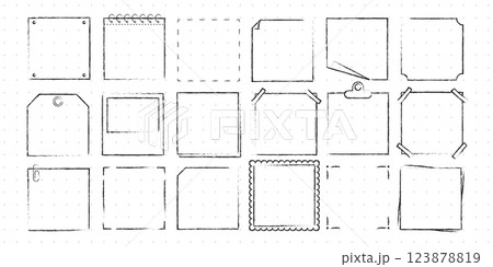 Set of Cute Hand drawn Doodle Banners and Ribbons isolated on white background for your Design. Bullet journal Ideas. Girly Stuff. Sticky Notes. 123878819