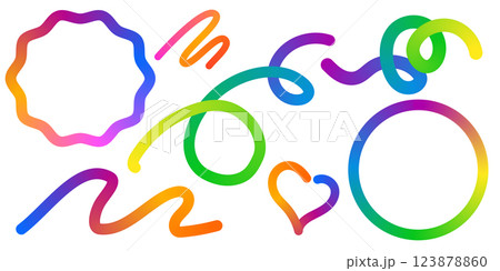 Abstract Color Rainbow Gradient Shapes Set. Vector Graphic with Wavy Lines in Bright Colors. Colorful Fluid Wave Pattern. Squiggly Design Elements. Abstract Color Rainbow Gradient Shapes Set. Vector Graphic with Wavy Lines in Bright Colors. Colorful Fluid Wave Pattern. Squiggly Design Elements. 123878860