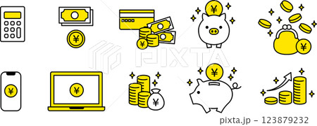 お金・貯蓄・貯金のビジネスアイコン1 お金・貯蓄・貯金のビジネスアイコン1 123879232