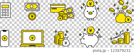 お金・貯蓄・貯金のビジネスアイコン1 お金・貯蓄・貯金のビジネスアイコン1 123879232