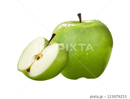 Green apple and slice. Clipping path included. Green apple and slice. Clipping path included. 123879253