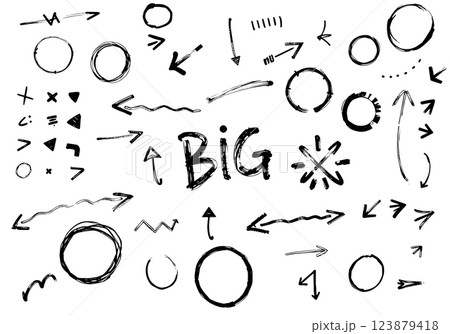 Hand drawn doodles with arrows and circles. Vector illustration. 123879418