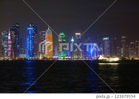 Financial centre in Doha city at night, Qatar Financial centre in Doha city at night, Qatar 123879554