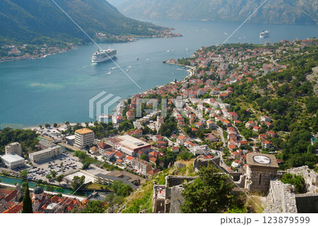 Liners in Bay of Kotor, Montenegro 123879599
