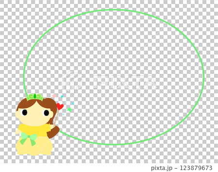 お姫様のアイコン　円形フレーム付	 123879673