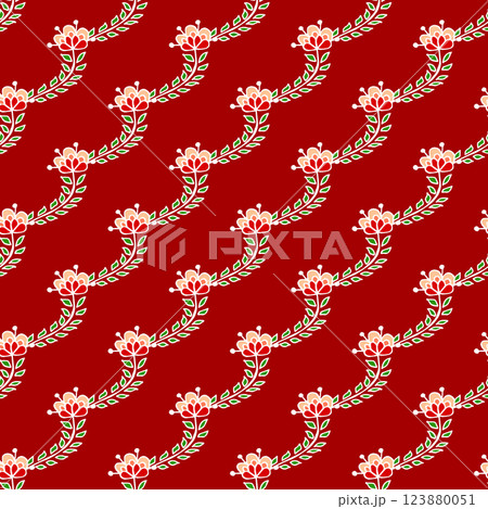 Folk bird and flower ornament. Pattern in hand draw style, created for fabrics Folk bird and flower ornament. Pattern in hand draw style, created for fabrics 123880051
