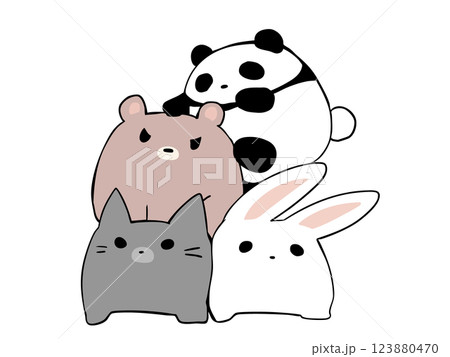 運動会 組体操 ねこ うさぎ くま パンダ 123880470
