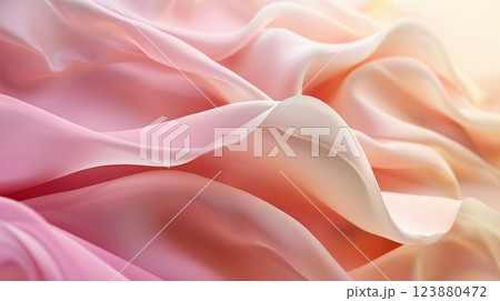 Flowing Soft Pink and Peach Fabric Texture 123880472