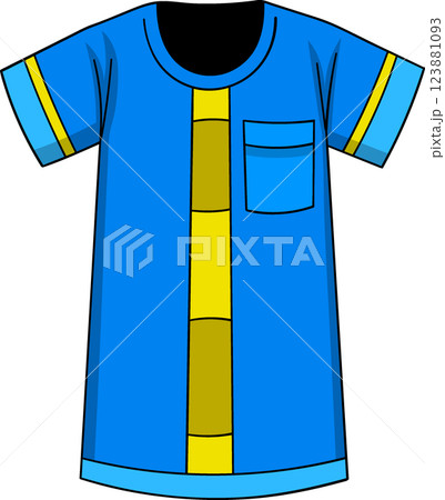 Traditional Blue and Yellow Short Sleeved Islamic Shirt With Pocket Traditional Blue and Yellow Short Sleeved Islamic Shirt With Pocket 123881093