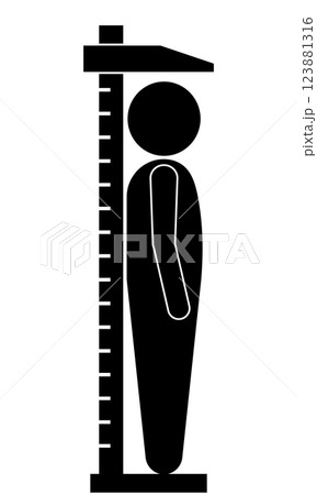 身長測定をする人物のシルエットイラスト 123881316
