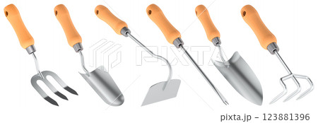 Garden Tool Set. 3D rendering Garden Tool Set. 3D rendering 123881396